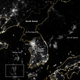 South Korea and North Korea at night.
